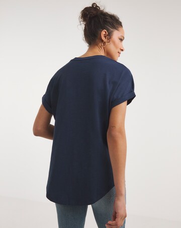 Navy Short Sleeve Cotton Slub Tunic