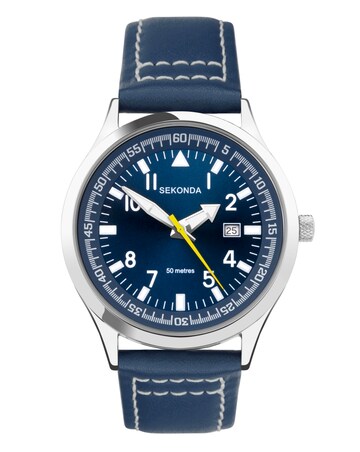 Sekonda Fly Mens Navy Leather Watch