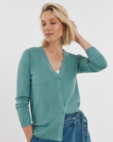 Teal V Neck Cardigan