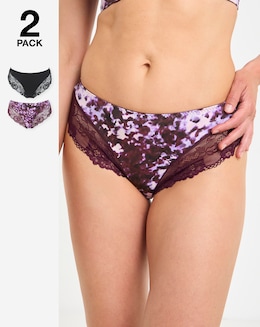 Pretty Secrets (2 Pack) Adrianne Midi Knickers Animal Print/Black