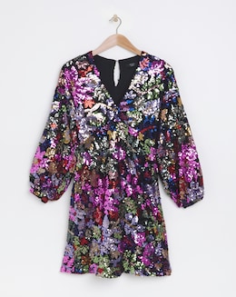 Joanna Hope Sequin Tie Neck Dress