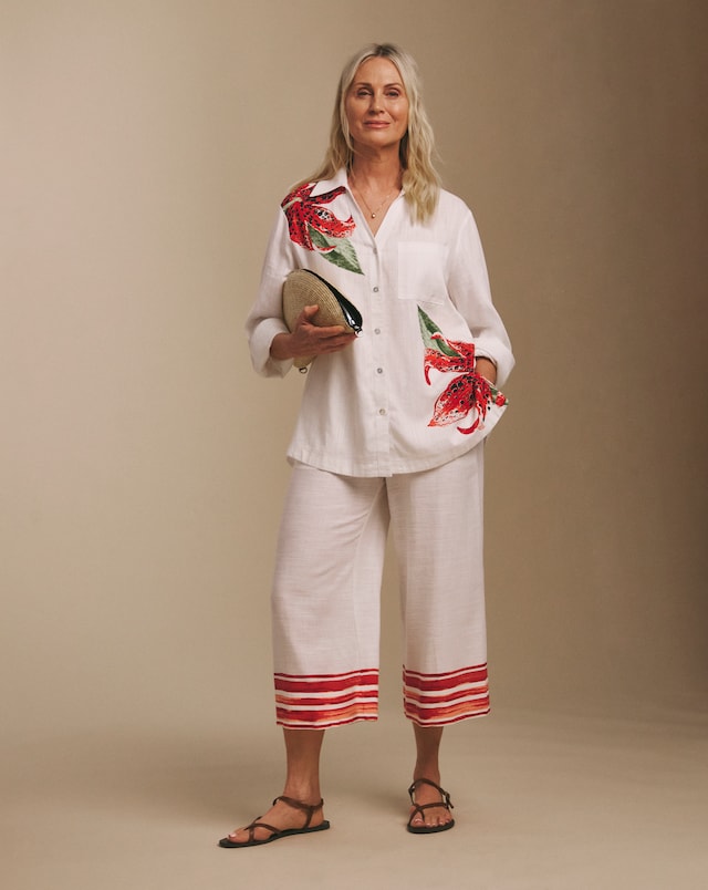 Julipa Cropped Printed Linen Trousers