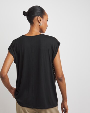 Leopard Print Satin Front Jersey Back Top