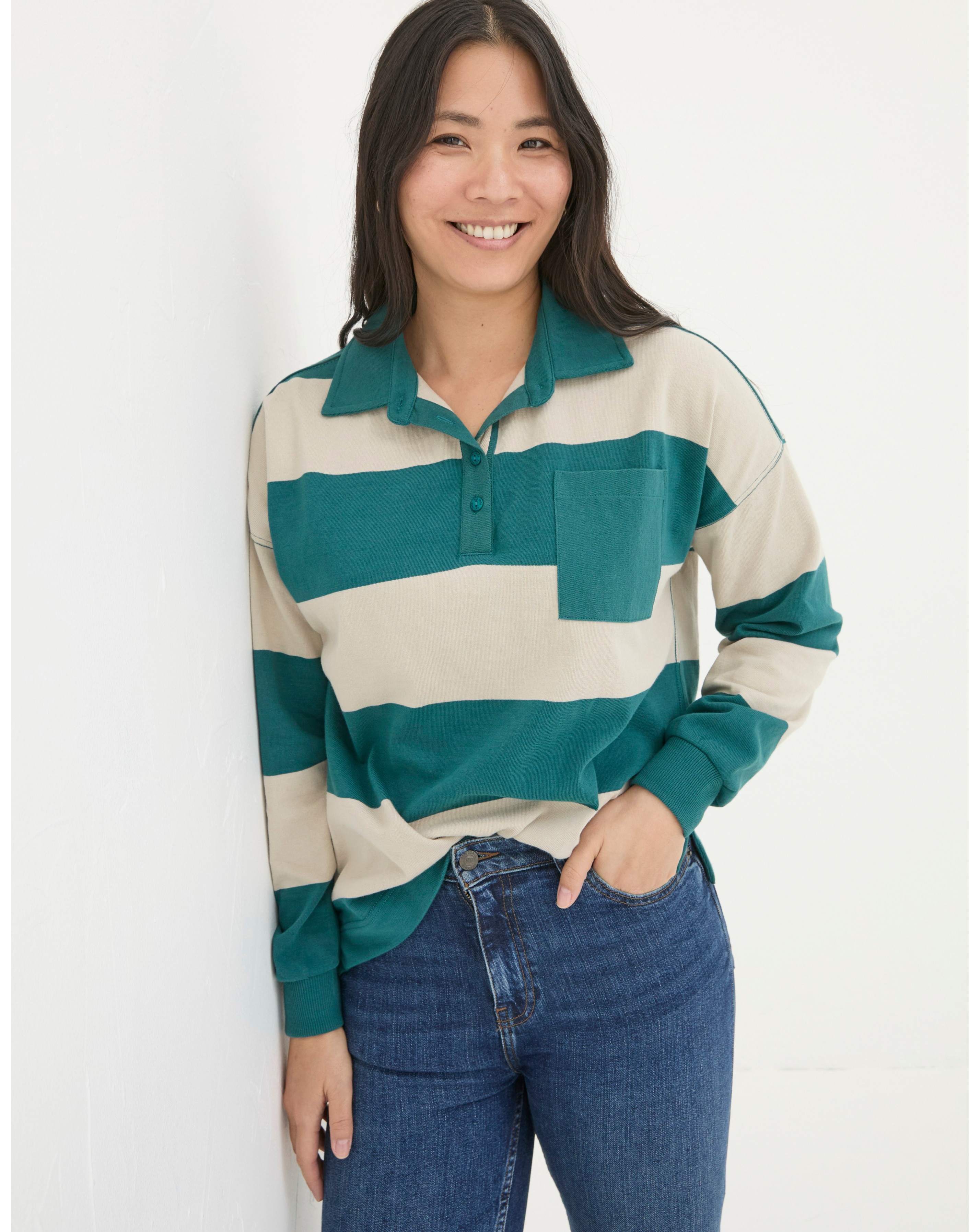 FatFace Ruby Stripe Rugby Top | JD Williams