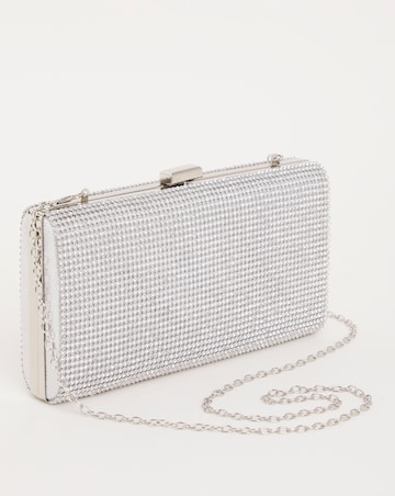 Silver Diamante Clutch Bag