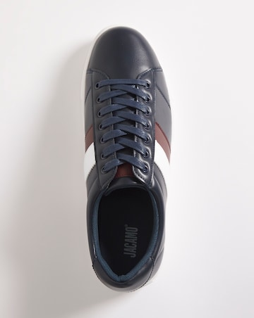 Navy & White Lace Up Trainer Wide Fit
