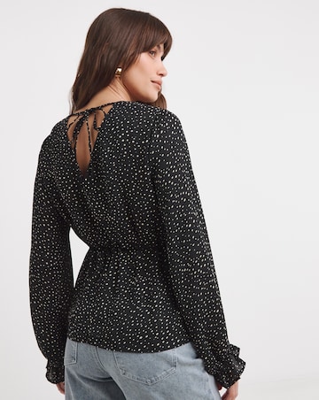Spot Print V Neck Tea Top