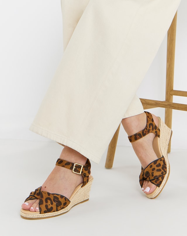 Blaze Twist Detail Espadrille Wedge Sandals - Wide Fit (E)