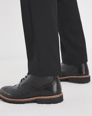 Brogue Leather Lace Up Boot Wide