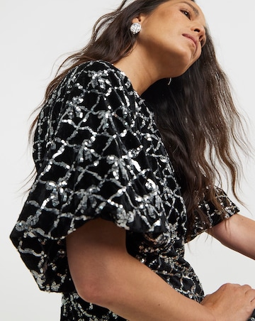 Sequin Bow Velvet Dress