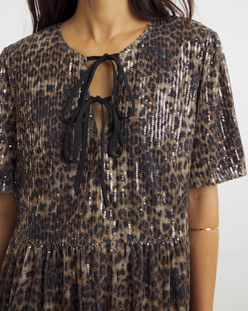 Sequin Tie Front Top