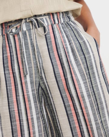 Pink Stripe Linen Mix Knee Length Shorts