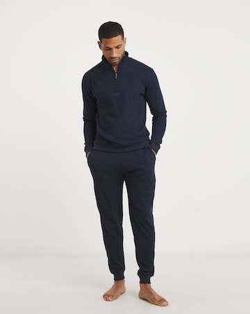 BOSS Structure Logo 1/4 Zip Lounge Sweat - Dark Blue