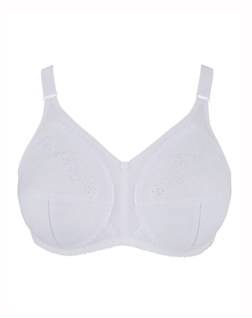 Pretty Secrets Dotty Embroidered Full Cup Non Wired White Bra C-H -White