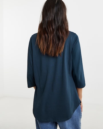 Longline Curved Hem 3/4 Sleeve