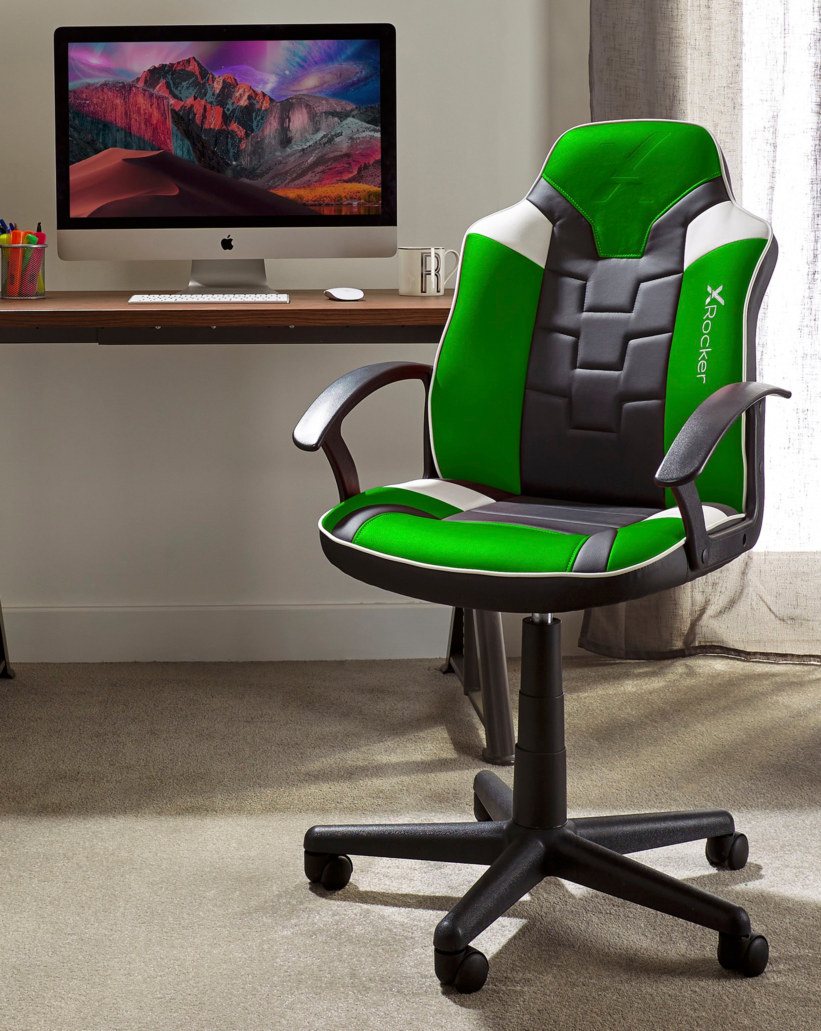 X Rocker Saturn Junior Gaming Chair Green JD Williams