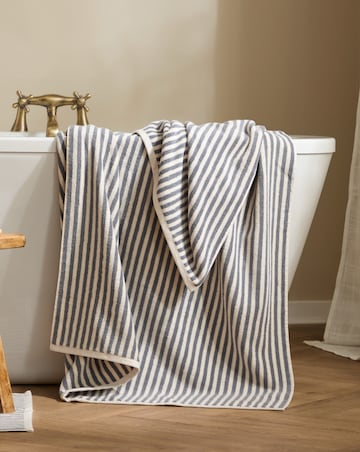 Yard Hebden Stripe Cotton Towel - Grey