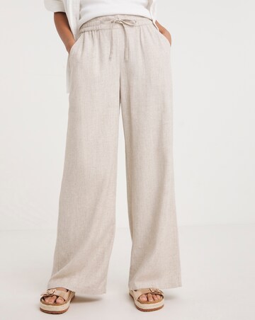 Natural Linen Mix Wide Leg Trousers
