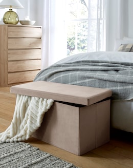 Velvet Foldable Storage Ottoman