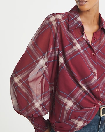 Printed Georgette Volume Sleeve Shirred Cuff Shirt