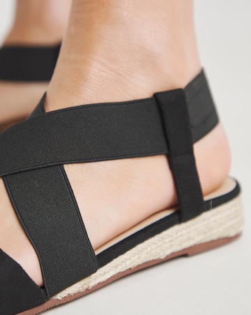 Dia Elasticated Low Wedge Espadrilles - Wide Fit (E)