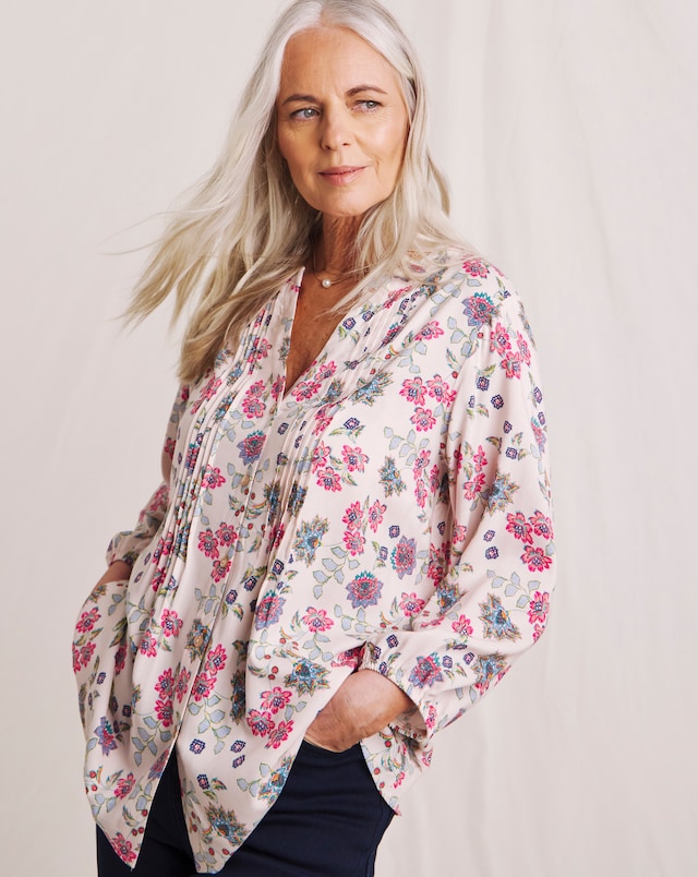 Julipa Printed Pintuck Blouse