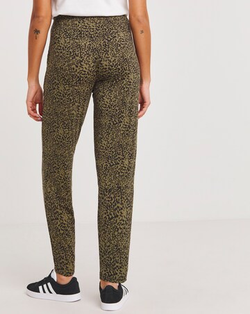 Khaki Print Jersey Tapered Leg Trousers