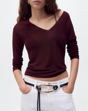 Mango V Neck Fine Knit Sweater