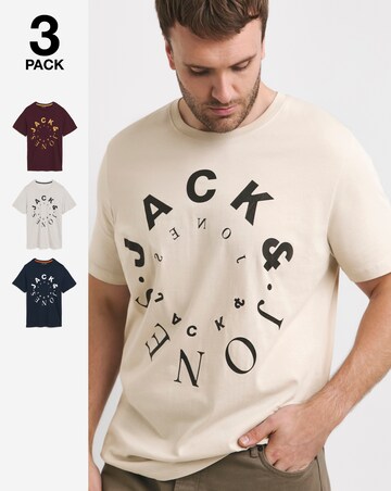 Jack & Jones Warrior 3 Pack Crew Neck T-Shirt