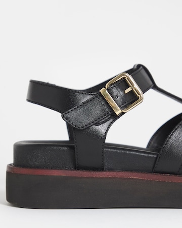 Fontana Leather T Bar Fisherman Sandals - Extra Wide Fit (EEE)