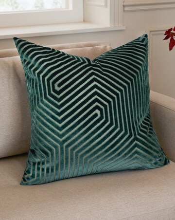 Paoletti Evoke Cut Velvet Large Cushion Cover - Teal