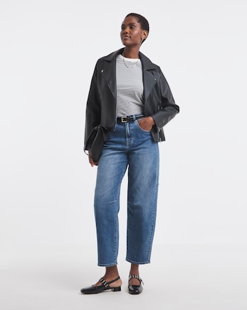 Black Faux Leather Relaxed Biker Jacket