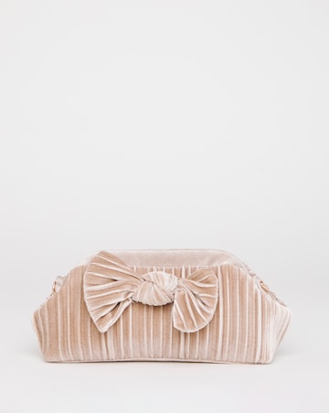 Velvet Bow Pleated Clutch Bag