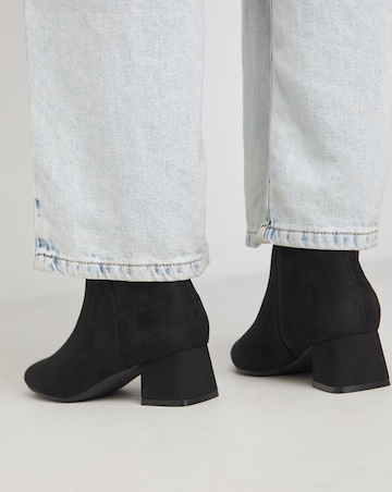 Kit Low Block Heel Ankle Boots - Wide Fit (E)