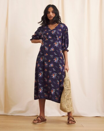 Anise Adeline V Neck Tie Back Midi Dress