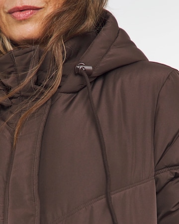 Chocolate Longline Duvet Padded Coat