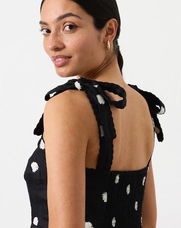 FatFace Delphine Linen Spot Midi Dress