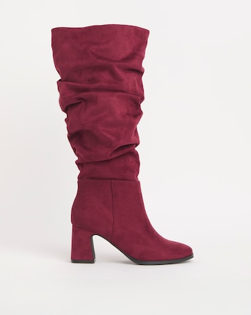 Talita Ruched Knee High Heeled Boots Extra Wide EEE Fit Super Curvy