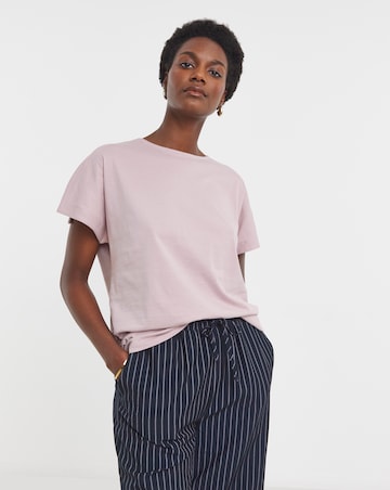 Pure Cotton Crew Neck Split Sleeve T-shirt