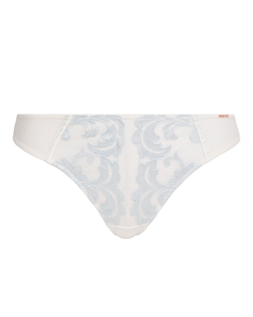 Figleaves Curve Fleur Embroidery Midi Brazilian - Ivory/Blue