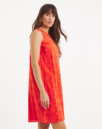 Pure Cotton Broderie Sleeveless Shift Dress