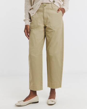 Cotton Rich Barrel Leg Trouser with Stretch