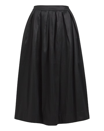 Black Taffeta Woven Full Maxi Skirt