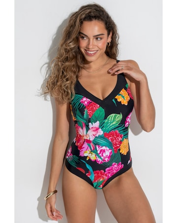 Pour Moi Contour Tummy Control Swimsuit Black Multi
