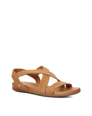 Dune Landies Tan Strappy Sandals - Wide Fit (E)