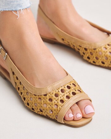 Cara Slingback Peep Toe Shoes - Wide Fit (E)