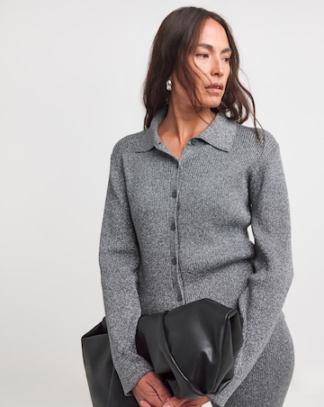 Glitter Collar Cardigan