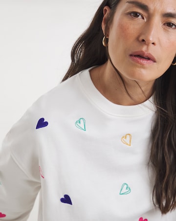 Multi Heart Embroidered Sweatshirt