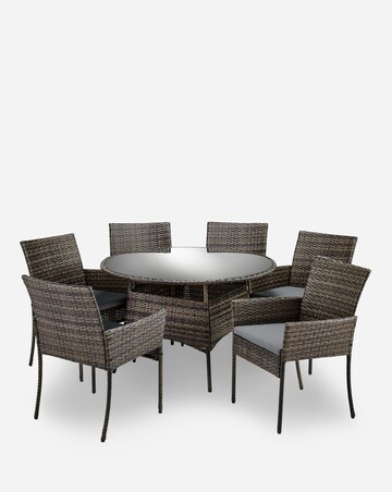 Cadiz Rattan 6 Seater Circular Rattan Dining Set