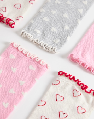 Pretty Secrets (5 Pair Pack) Ankle Socks (Wide Fit) Hearts